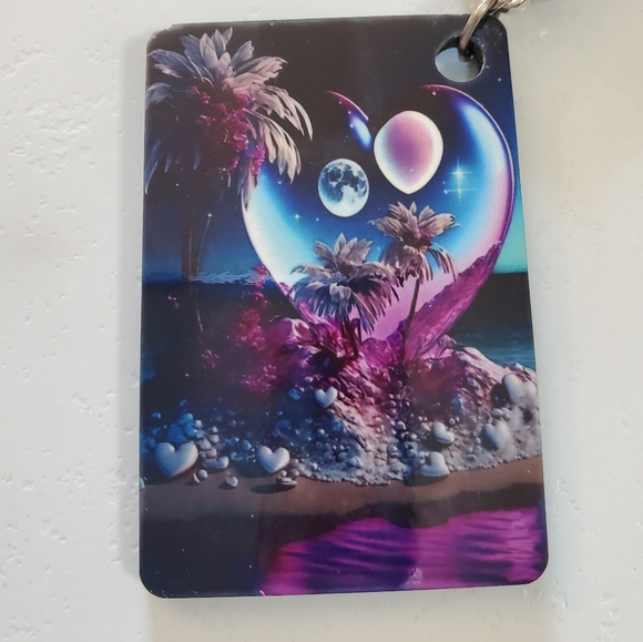 Beach Heart & Palm Tree Keychain - Picture 3 of 4